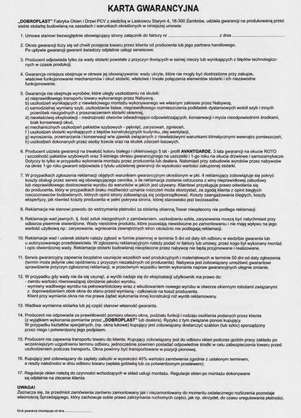 Gwarancja na okna plastikowe